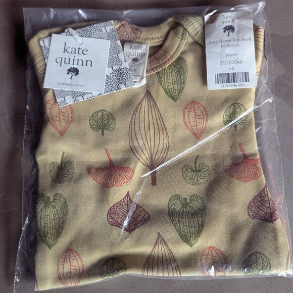 Kate Quinn long sleeve lap neck bodysuit | leaves | organic cotton interlock - n - Picture 5 of 10
